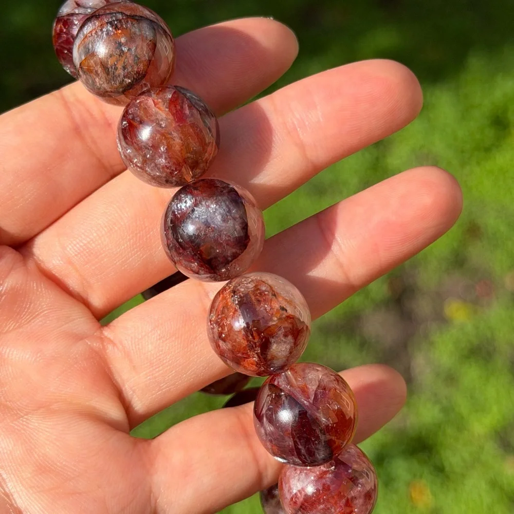 17.5mm chunky‎ stretchable fire quartz bracelet 0818